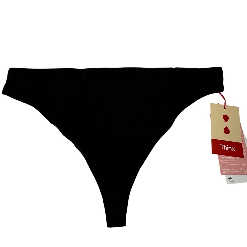 Thinx Modal Thong Period Underwear Black Lightest Absorbency 4X NWT Neutral Plus